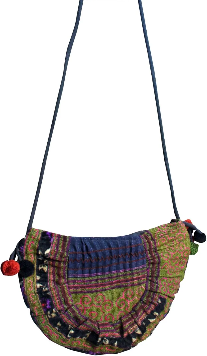 RaanPahMuang Shoulder Purse Made From Thai Hmong Hill Tribe Patch Fabric Half Sun