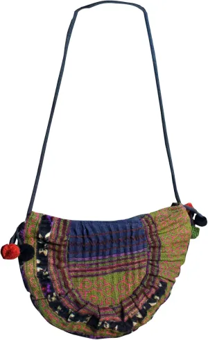 RaanPahMuang Shoulder Purse Made From Thai Hmong Hill Tribe Patch Fabric Half Sun