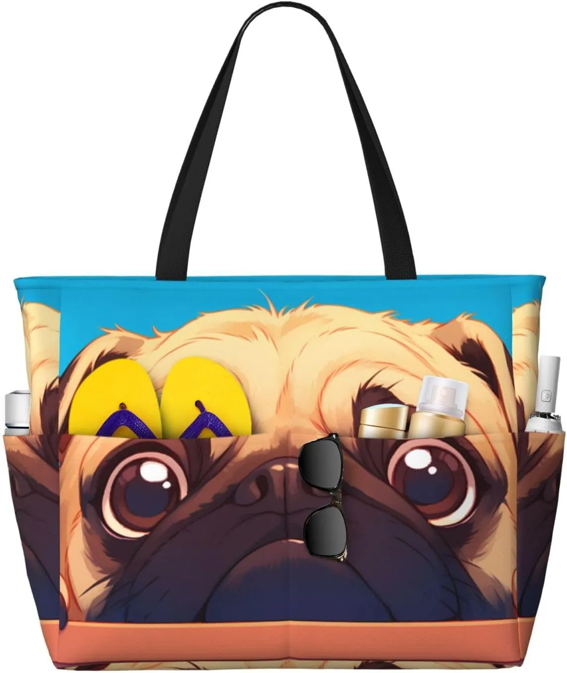 Rainbow Print Large Beach Tote Bag Women Waterproof Sandproof Zipper Beach Tote Bag For Pool Gym Grocery Travel With Wet