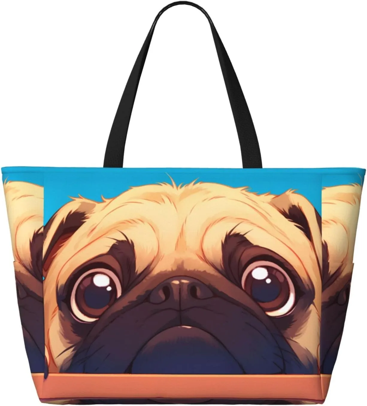 Rainbow Print Large Beach Tote Bag Women Waterproof Sandproof Zipper Beach Tote Bag For Pool Gym Grocery Travel With Wet