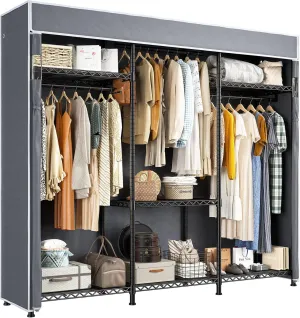 Raybee Heavy Duty Clothes Rack with Cover 800 LBS Clothing Racks for Hanging Clothes Portable Closet for Bedroom 56" Wx 16" Dx75.5 H