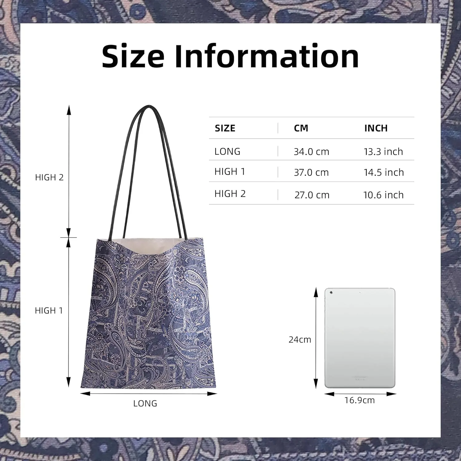 Rayon Hobo Bags for Women,Patterned Tote Bag,Large Capacity Shoulder Handbags with Inner Pockets