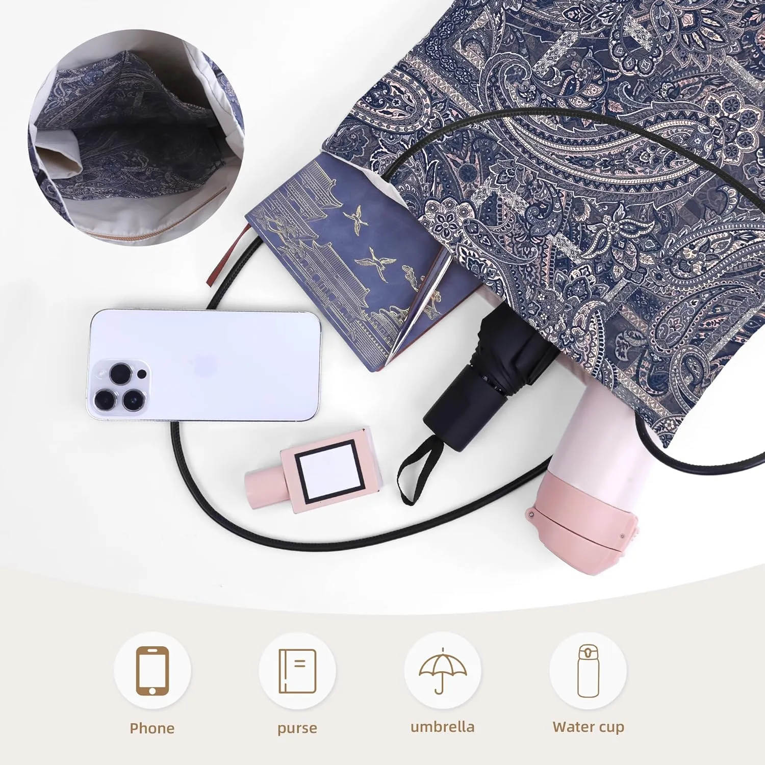 Rayon Hobo Bags for Women,Patterned Tote Bag,Large Capacity Shoulder Handbags with Inner Pockets