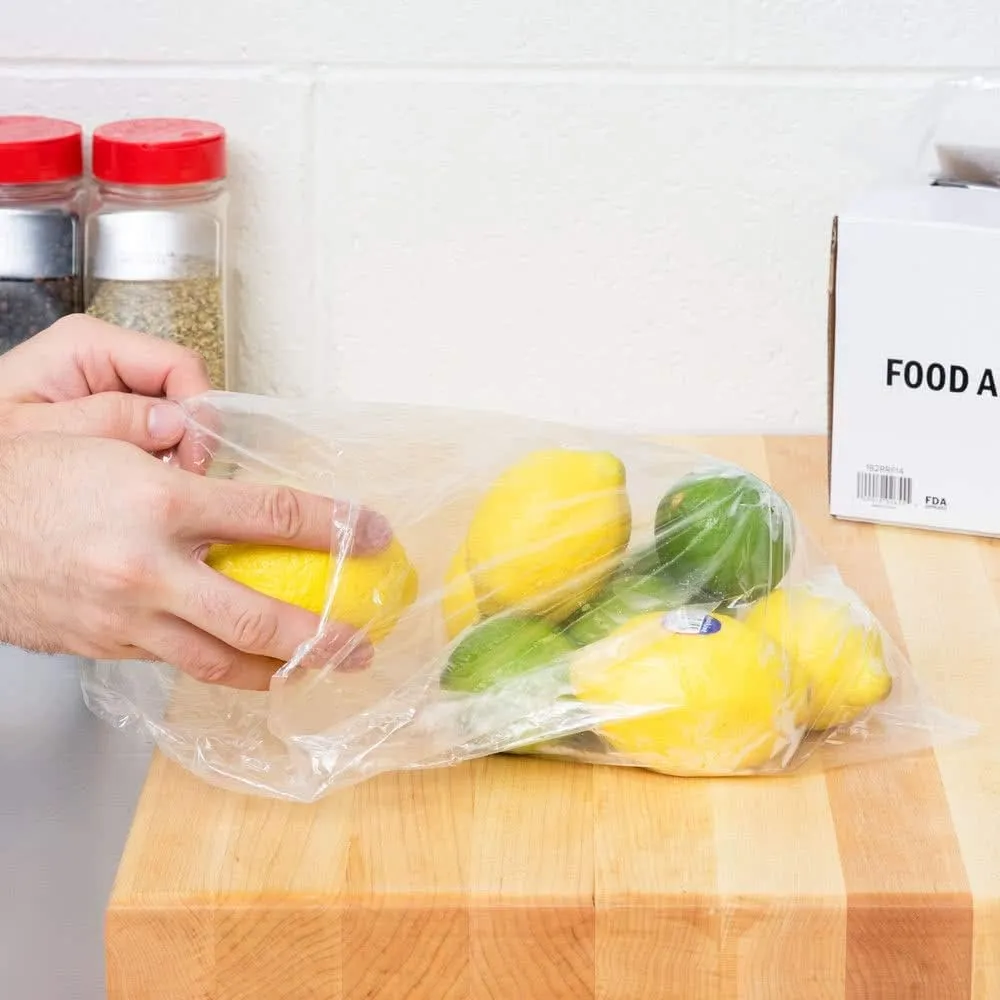 RBHK 12" X 20" Plastic Produce Bag on a Roll Clear Food Storage Bags for Fruits Vegetable, 350 Bags