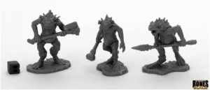 Reaper Miniatures Troglodytes (3) #44046 Bones Black Unpainted Plastic Figure