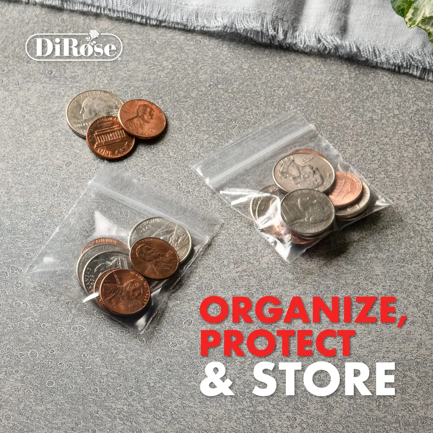 Reclosable Clear Plastic Zip Bags - By DiRose | Resealable, Strong, Thick, Sturdy | For Organizing, Travel, Shipping, Packaging, and Storage | Bulk | 2X2 | 1000 Pack