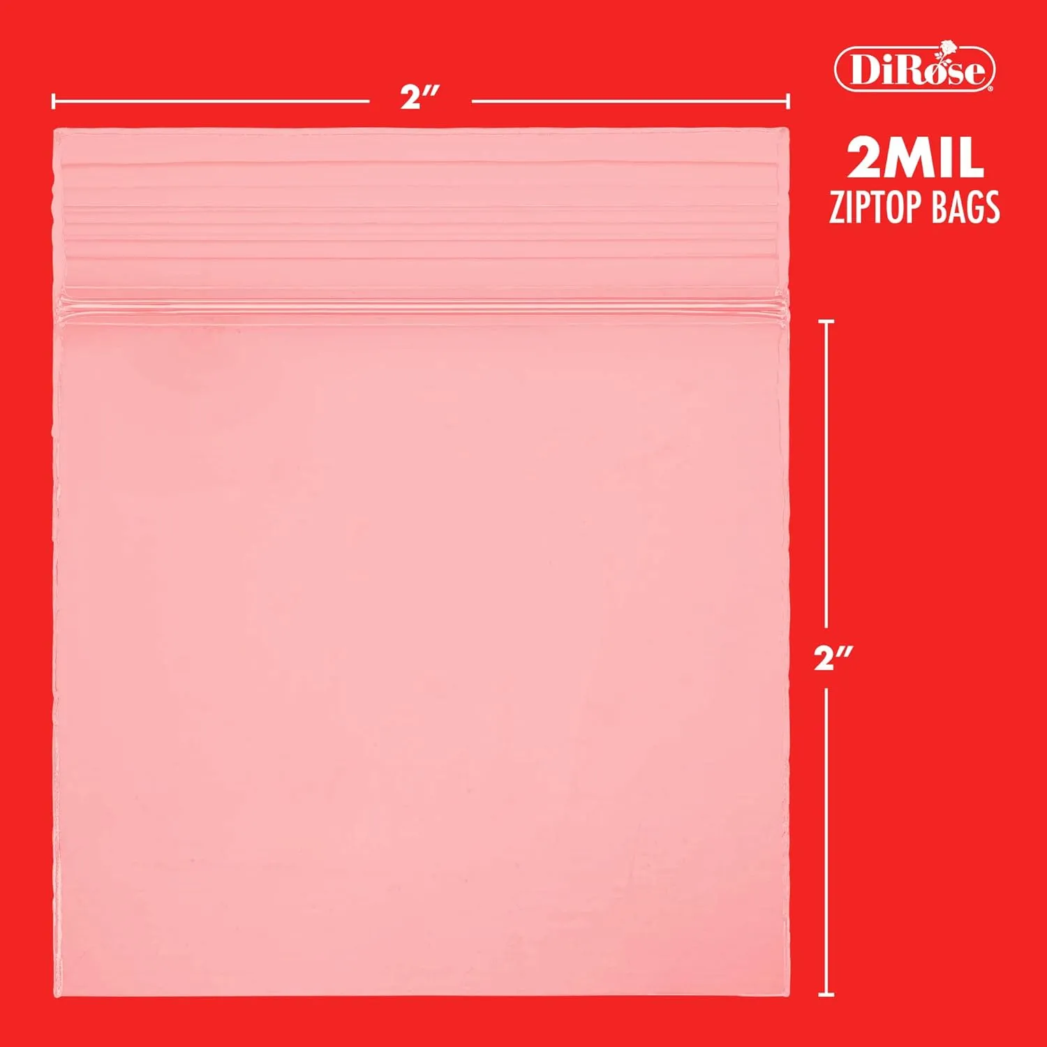 Reclosable Clear Plastic Zip Bags - By DiRose | Resealable, Strong, Thick, Sturdy | For Organizing, Travel, Shipping, Packaging, and Storage | Bulk | 2X2 | 1000 Pack
