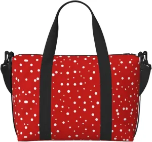 Red And White Polka Dots Duffel Bags for Traveling - Lightweight Personal Item Travel Bags, Gym Bags for Men and Women
