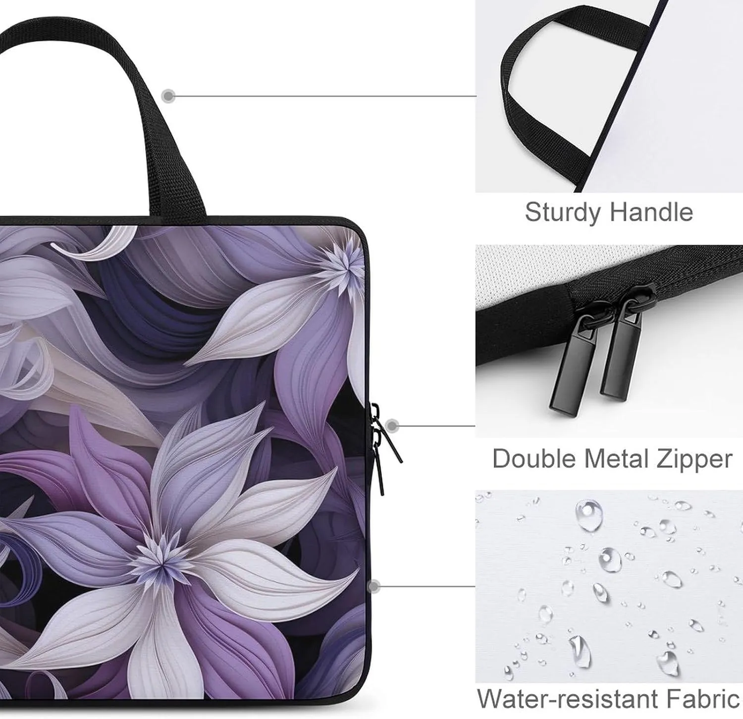 Redbud Purple Flower Plant Laptop Bag Lightweight Computer Bag Laptop Carrying Case Handbag for Work Business
