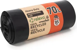 Relay Trash Bags, Heavy Duty, Holds up to 85 kg, 100% Recycled, Ecological and Leakproof, 70 L Capacity