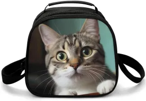 Reusable Lunch Bag for Women Lunch Tote Bags Insulated Lunch Box for Men Lunchbox A Curious Cat Lunch Cooler Bag Leakproof Lunch Container for Work Picnic Travel