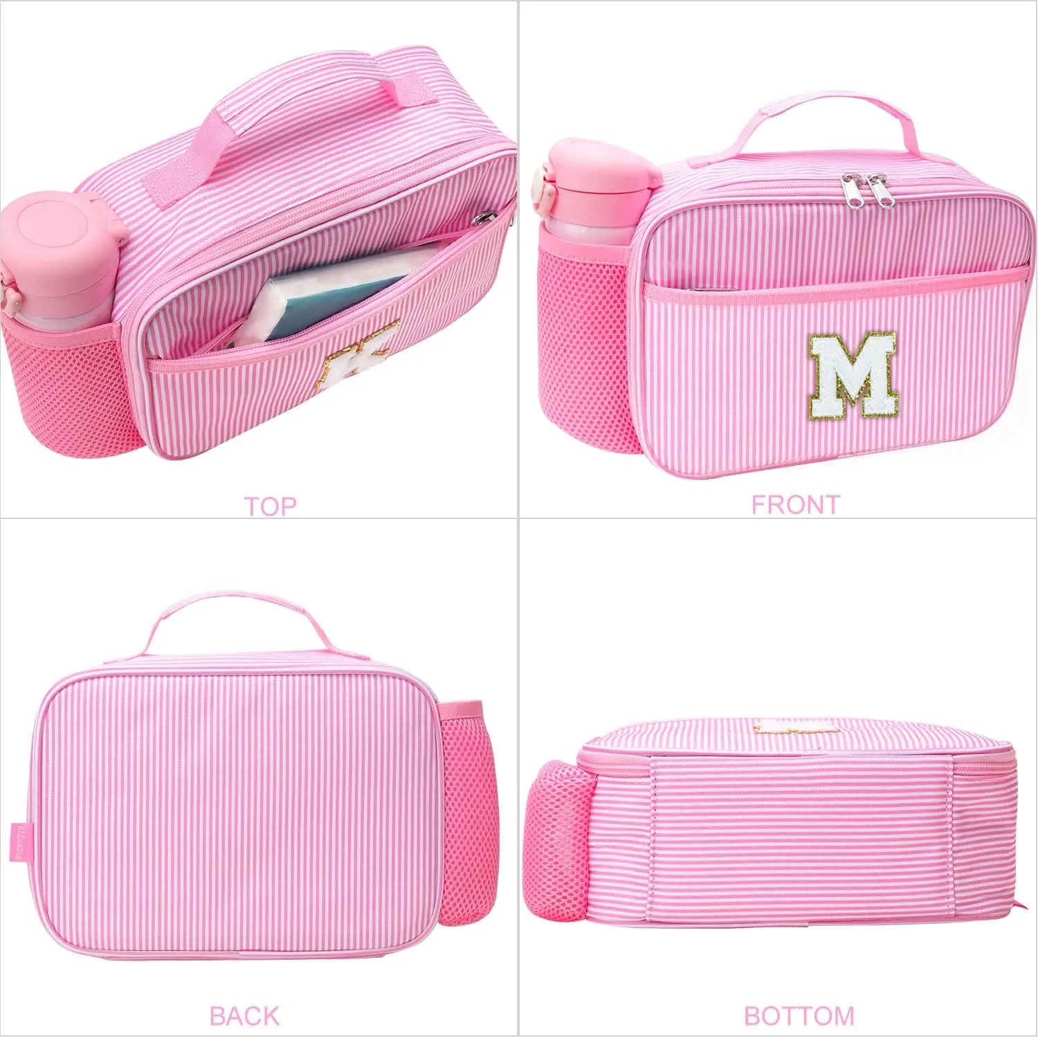 RHCPFOVR Kids Initial Lunch Bag - Insulated Lunch Box for Girls,Washable Lunch Bag and Reusable Toddler Leakproof Lunchbox for School and Daycare G
