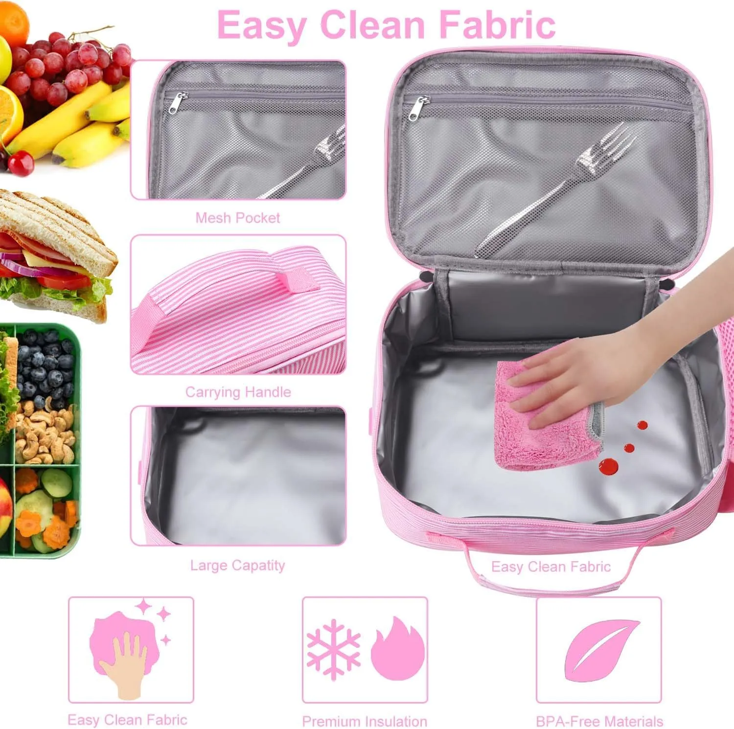 RHCPFOVR Kids Initial Lunch Bag - Insulated Lunch Box for Girls,Washable Lunch Bag and Reusable Toddler Leakproof Lunchbox for School and Daycare G