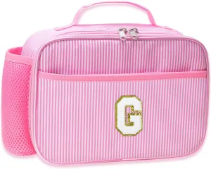 RHCPFOVR Kids Initial Lunch Bag - Insulated Lunch Box for Girls,Washable Lunch Bag and Reusable Toddler Leakproof Lunchbox for School and Daycare G