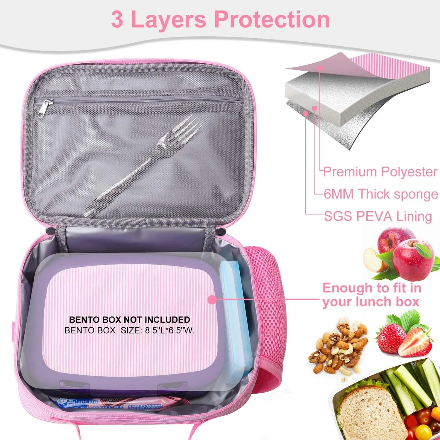 RHCPFOVR Kids Initial Lunch Bag - Insulated Lunch Box for Girls,Washable Lunch Bag and Reusable Toddler Leakproof Lunchbox for School and Daycare G