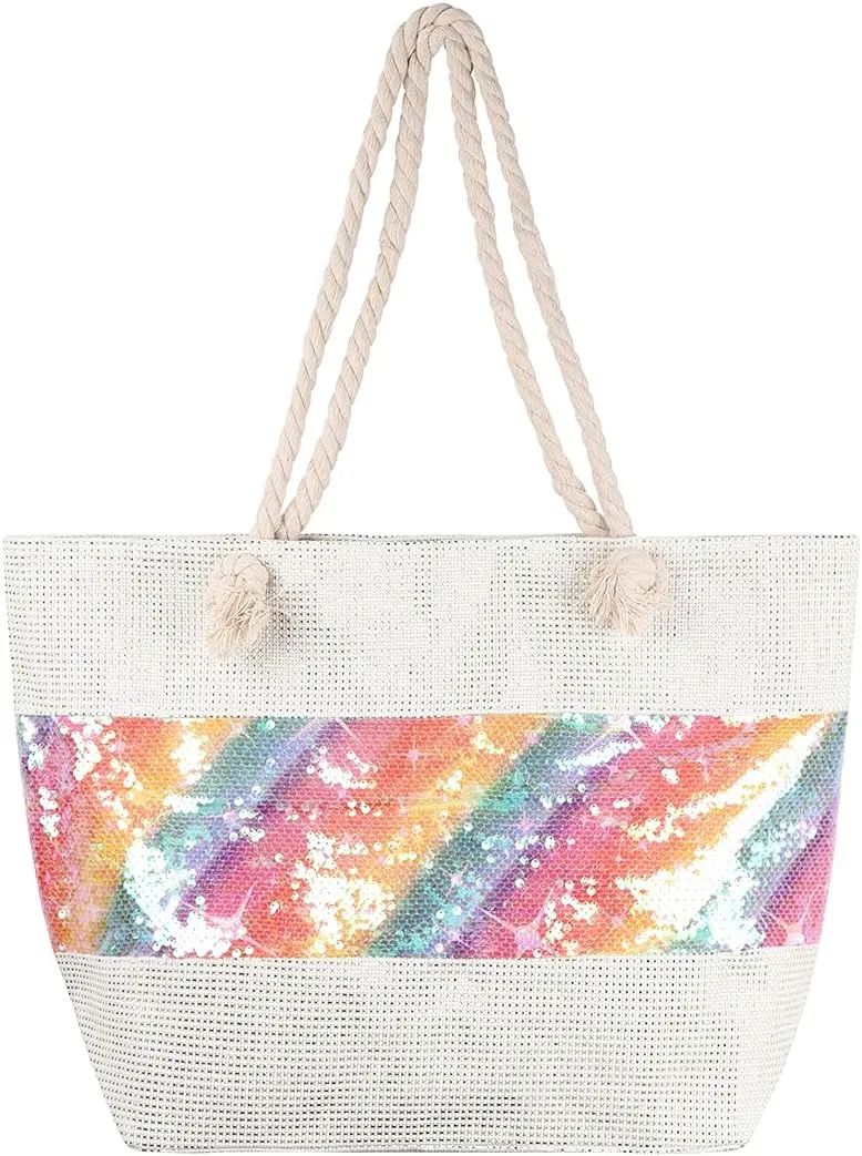 RIAH FASHION Large Reusable Eco Shopper Beach Tote - Canvas Fabric Travel Shoulder Bag Plaid Stripe, Animal, American Flag