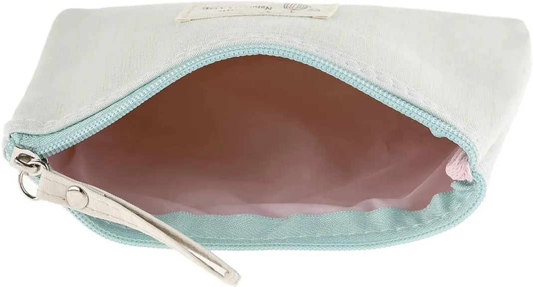 RIAH FASHION Portable Travel Clutch Cosmetic Makeup Pouch Bag - Toiletry Organizer Purse Wristlet Stripe, Floral, Plaid, Cork (Fabric Makeup Pouch - Grid Mint)