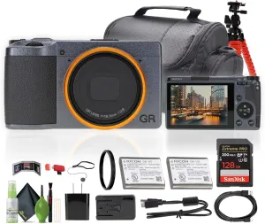 Ricoh GR III Street Edition Compact Portable Digital Camera (01097)   64GB Memory Card   Camera Bag   Flexible Tripod   Cleaning Kit   Card Wallet   Card Reader   Lens Cap