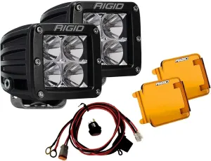 Rigid Industries 202113 Dually D-series Pro Flood Beam Universal Led Lights w/Harness   Pair Amber Light Covers
