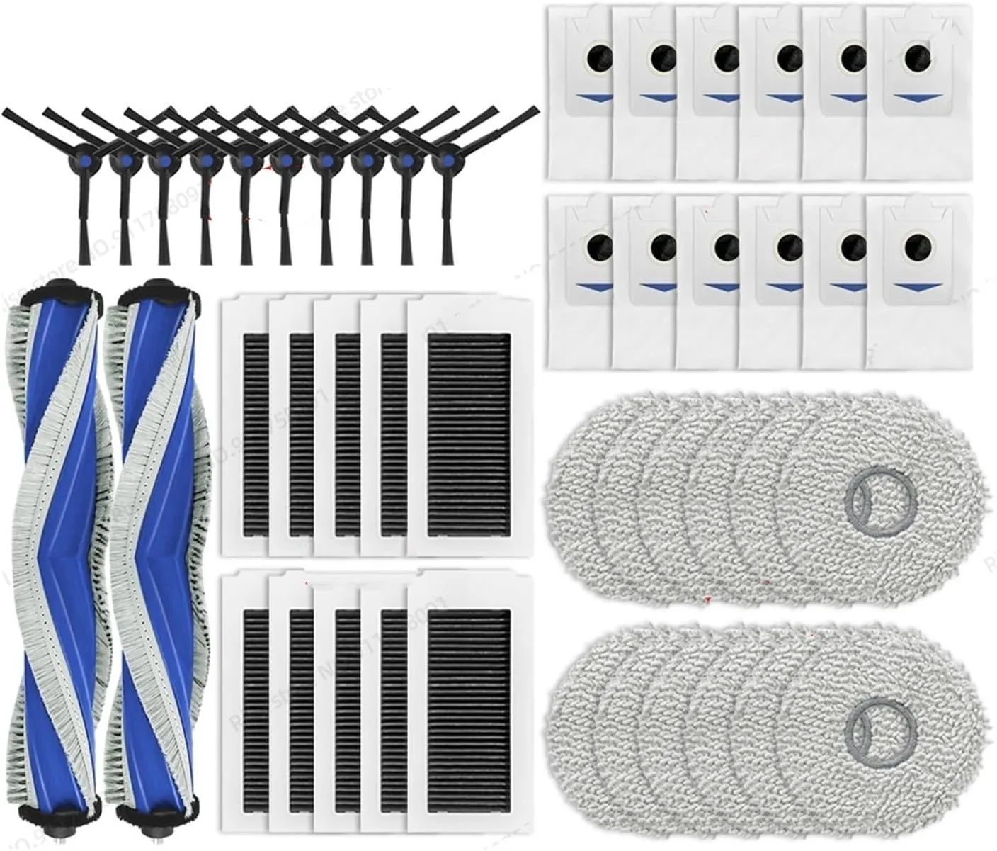 Robot Vacuum Cleaner Dust Bags Accessories Main Side Brush Mop Cloth Replacement，Compatible for Ecovacs，X5 Omni / X5 PRO Omni(11pcs)