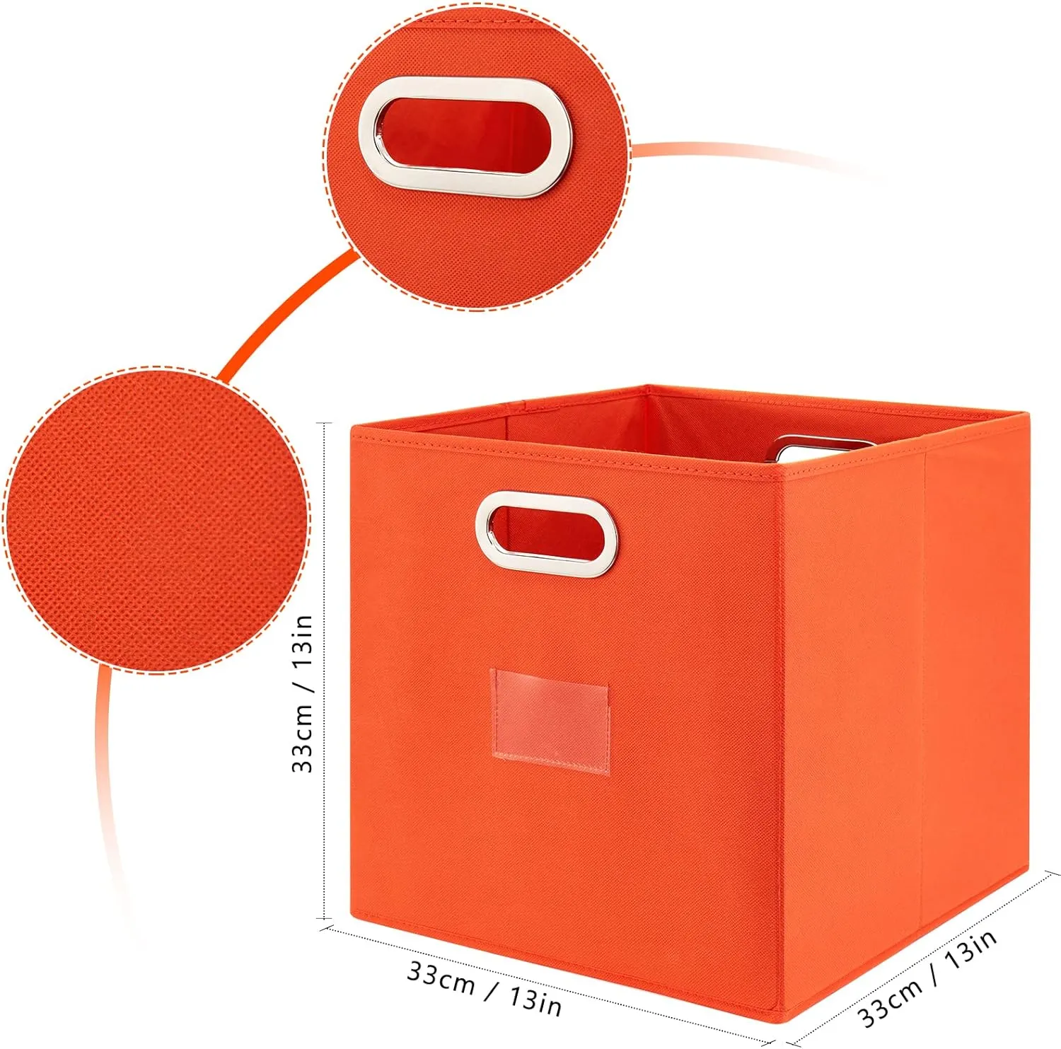 Robuy Foldable Cube Storage Bins Set of 4 Fabric Storage Boxes with Dual Metal Handles for Organizing Clothes, Toys, Towels 13x13x13 inch (13x13x13 inch, 4Pack Orange)