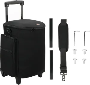 Rolling Speakers Bag Carrying Case for Speakers Storage Bag with Wheel Shoulder Strap Protective Case