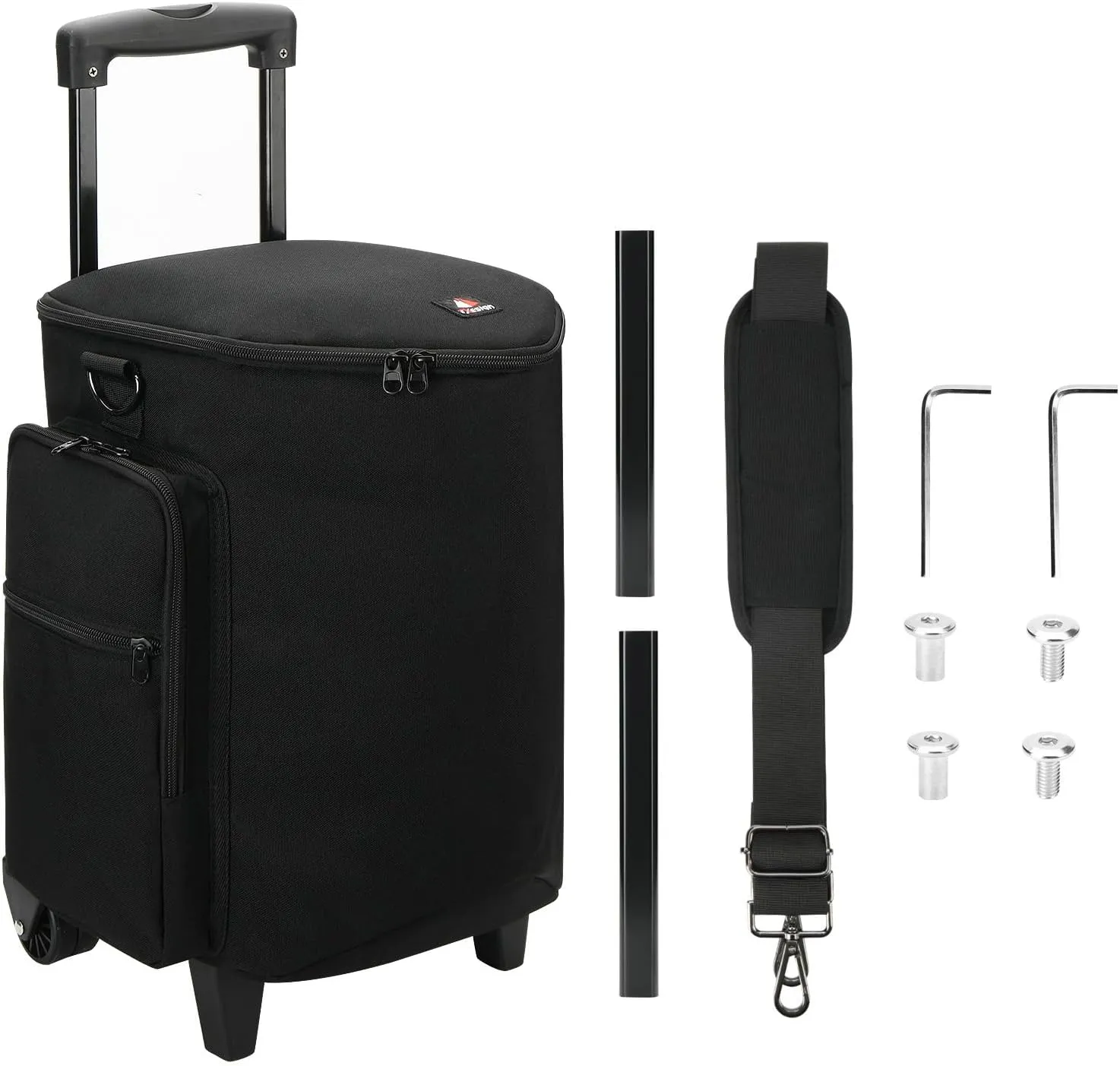 Rolling Speakers Bag Carrying Case for Speakers Storage Bag with Wheel Shoulder Strap Protective Case