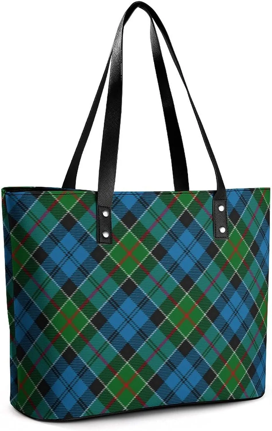 Royal Stewart Tartan Large Capacity Portable Leather Handbag