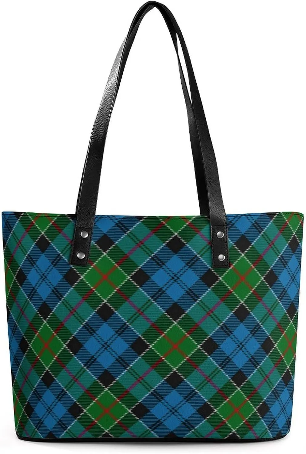 Royal Stewart Tartan Large Capacity Portable Leather Handbag