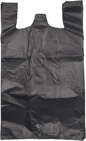 ROYAL7 Jumbo/Extra Large 19x10x32 Plastic Grocery Reusable T-Shirts Carry-Out Bags (BLACK, 200)