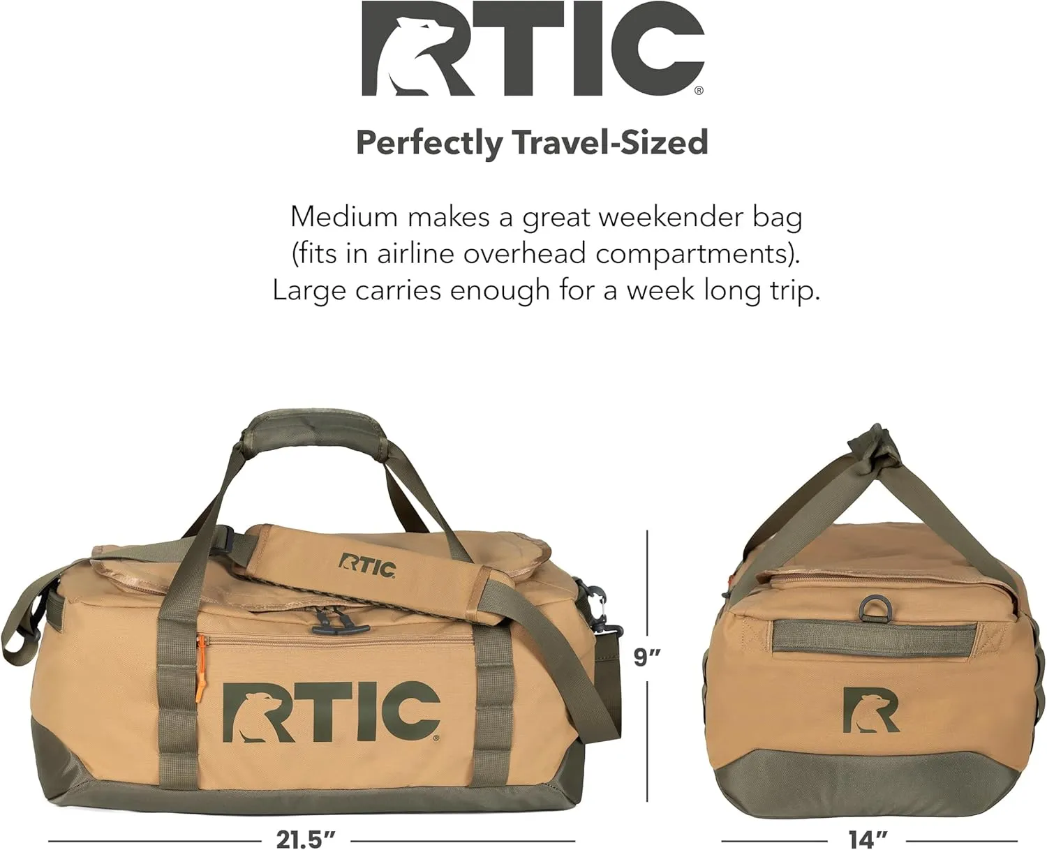 RTIC Road Trip Duffle Bag for Men and Women, Traveling Tote for Camp, Travel, Gym, Weekender, Camping, Overnight, Carry On, Sports, Spacious, Water Resistant, Medium, Trailblazer