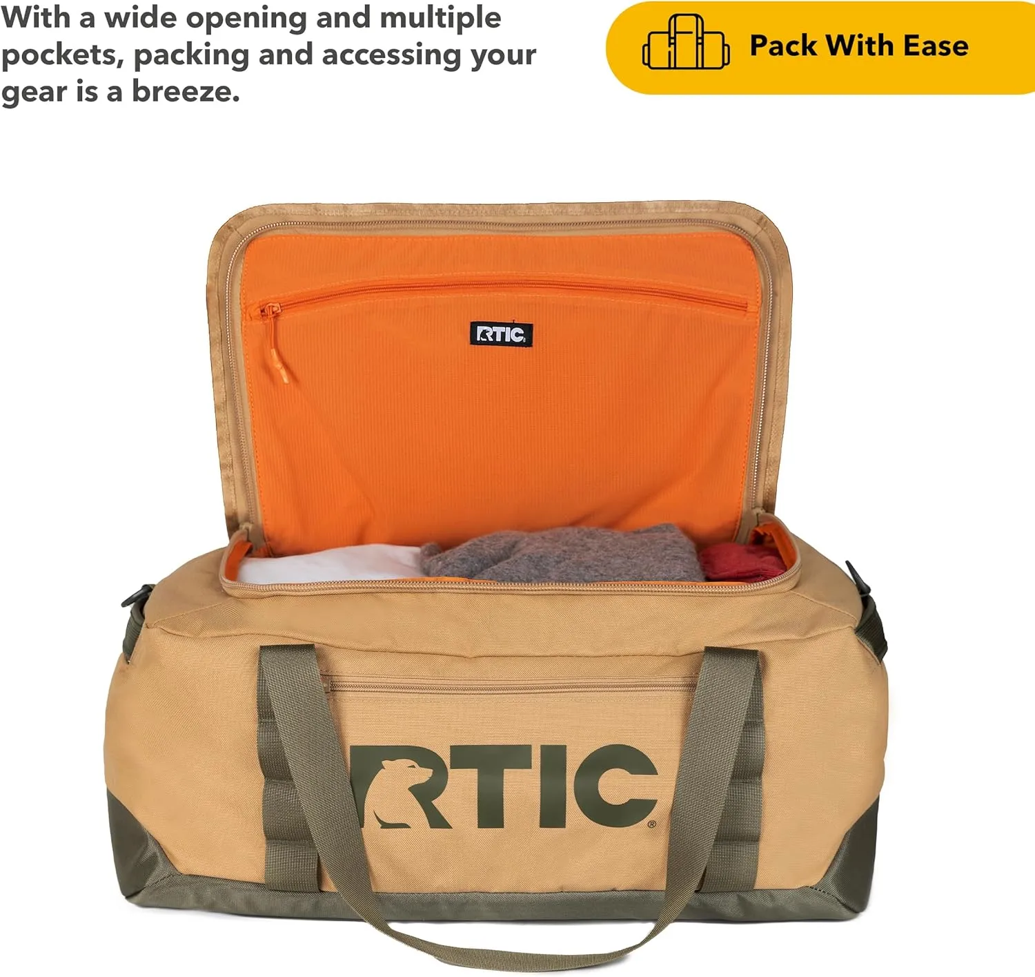 RTIC Road Trip Duffle Bag for Men and Women, Traveling Tote for Camp, Travel, Gym, Weekender, Camping, Overnight, Carry On, Sports, Spacious, Water Resistant, Medium, Trailblazer