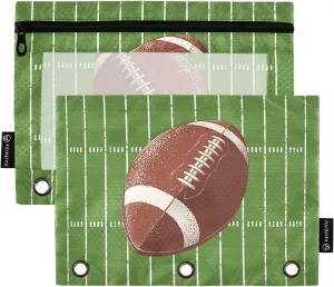 Rugby on The Field Pencil Pouch for 3 Ring Binder 2 Pack Clear Window Pencil Bags with Zipper Pencil Case for School Class Office College Supplies