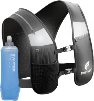 Running Phone Holder Vest with 500ml/17oz Running Vest Water Bottle | Running Water Vest | Reflective Hydration Vest | Adjustable | Light | 6 Pockets for Running Accessories | Men & Women