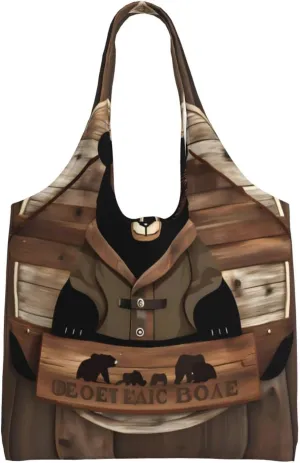 Rustic Lodge Bear Shoulder bag - convenient to carry, suitable for shopping, work and study