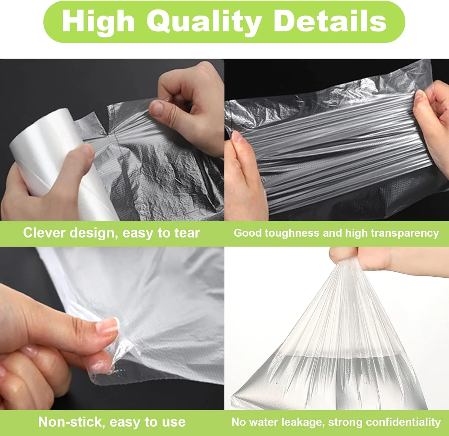 RyhamPaper Food Storage Bags, 1 Roll 12 x 16 Plastic Produce Bag on a Roll Fruits, Vegetable, Bread, Food Storage Clear Bags, 350 Bags
