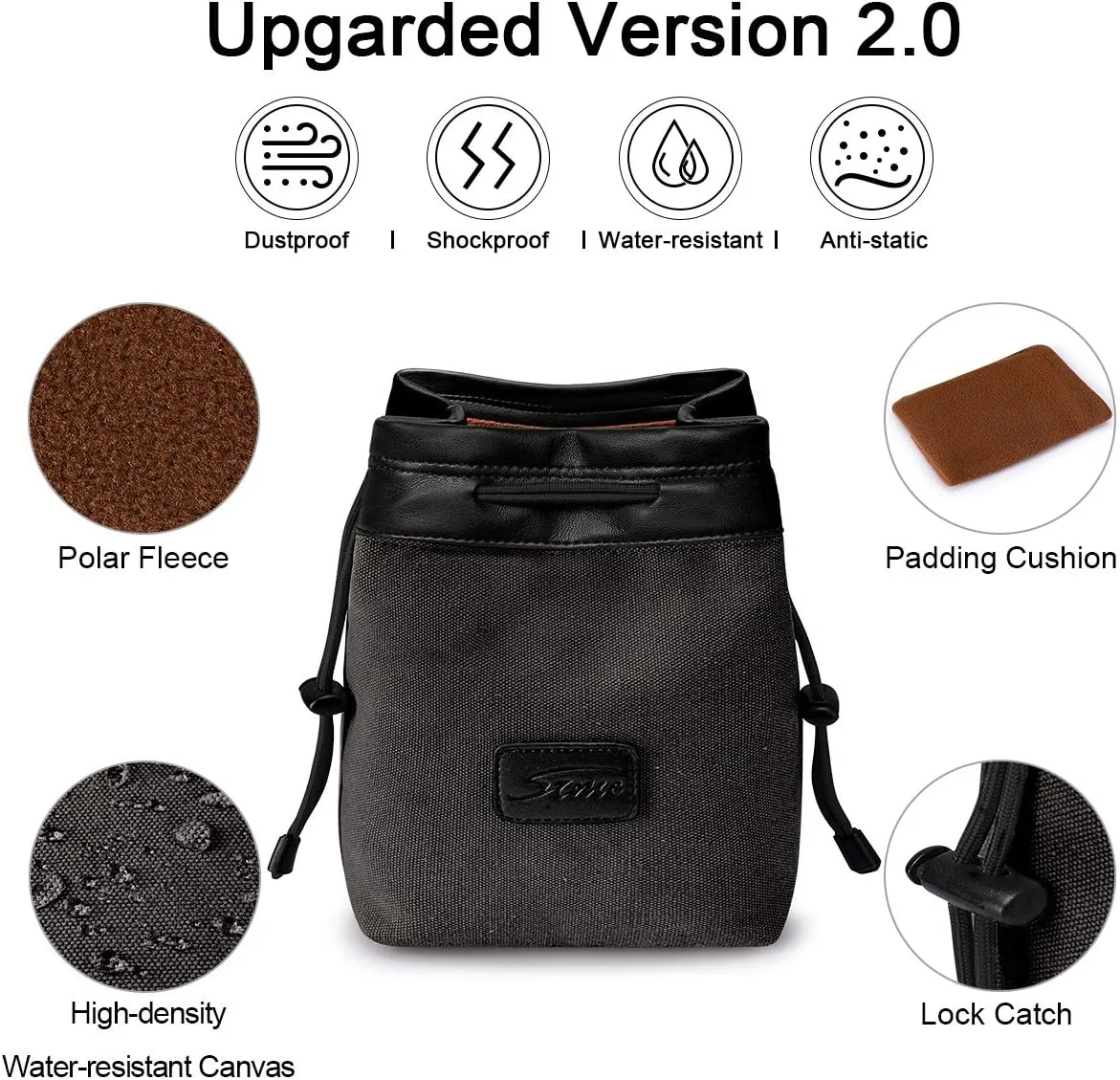 S-ZONE Soft Camera Bag DSLR Insert Handbag Drawstring Lens Case Compatible with Canon Nikon Sony