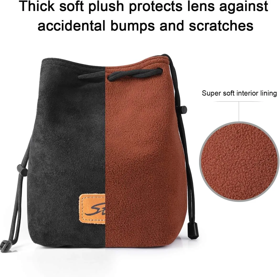 S-ZONE Soft Camera Bag DSLR Insert Handbag Drawstring Lens Case Compatible with Canon Nikon Sony