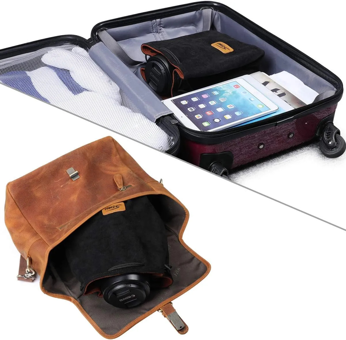 S-ZONE Soft Camera Bag DSLR Insert Handbag Drawstring Lens Case Compatible with Canon Nikon Sony