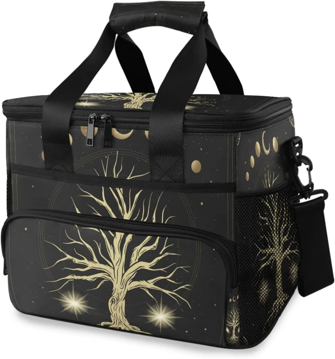 Sacred-tree-celestial-moon Insulated Lunch Box Men Women, Large Reusable Lunch Bag for Office Work Picnic Beach, Leakproof Cooler Bag with Adjustable Shoulder Strap for Adult