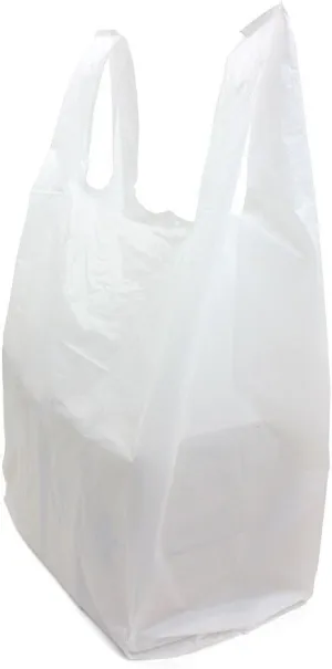 SAFEPRO JSBW, 17x8x29-Inch White Plastic Jambo T-Shirt Shopping Bags, Polyethylene Grocery Bags, 250-Piece Case