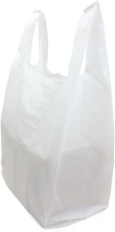 SAFEPRO JSBW, 17x8x29-Inch White Plastic Jambo T-Shirt Shopping Bags, Polyethylene Grocery Bags, 250-Piece Case