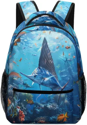 Sailfish Coral Reefs Travel Backpack for Men Women Water Resistant Luggage Daypack Business Weekender Bag