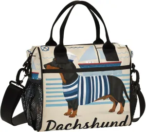 Sailor Dachshund Large Lunch Box for Men Women Adults Insulated Lunch Bag Cooler Bag with Adjustable Shoulder Strap for Work Picnic Travel