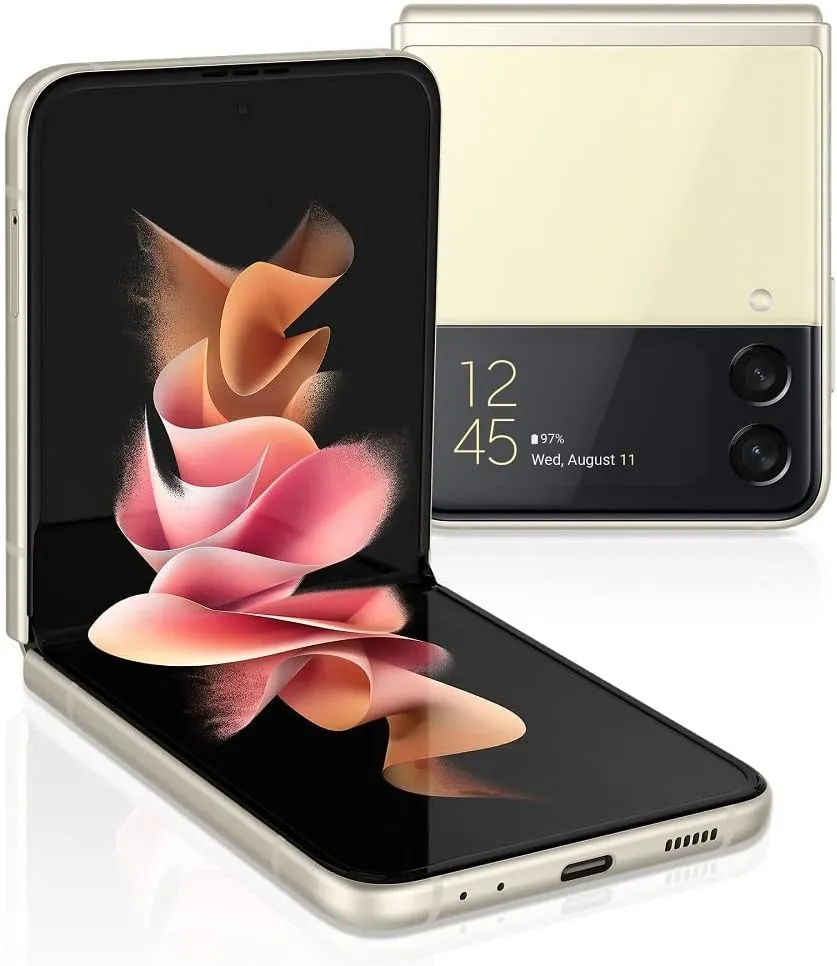 SAMSUNG Galaxy Z Flip 3 5G, US Version, 128GB, Cream - AT&T (Renewed)