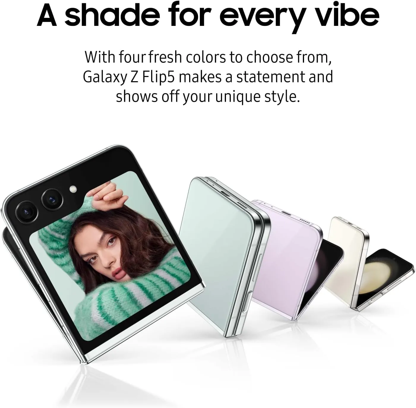 SAMSUNG Galaxy Z Flip5 AI Phone, 256GB Unlocked Android Smartphone, Compact, Foldable Design, One-Hand Control, Best Selfies, Full Cover Screen, Hands-Free Use, US Version, 2023, Mint