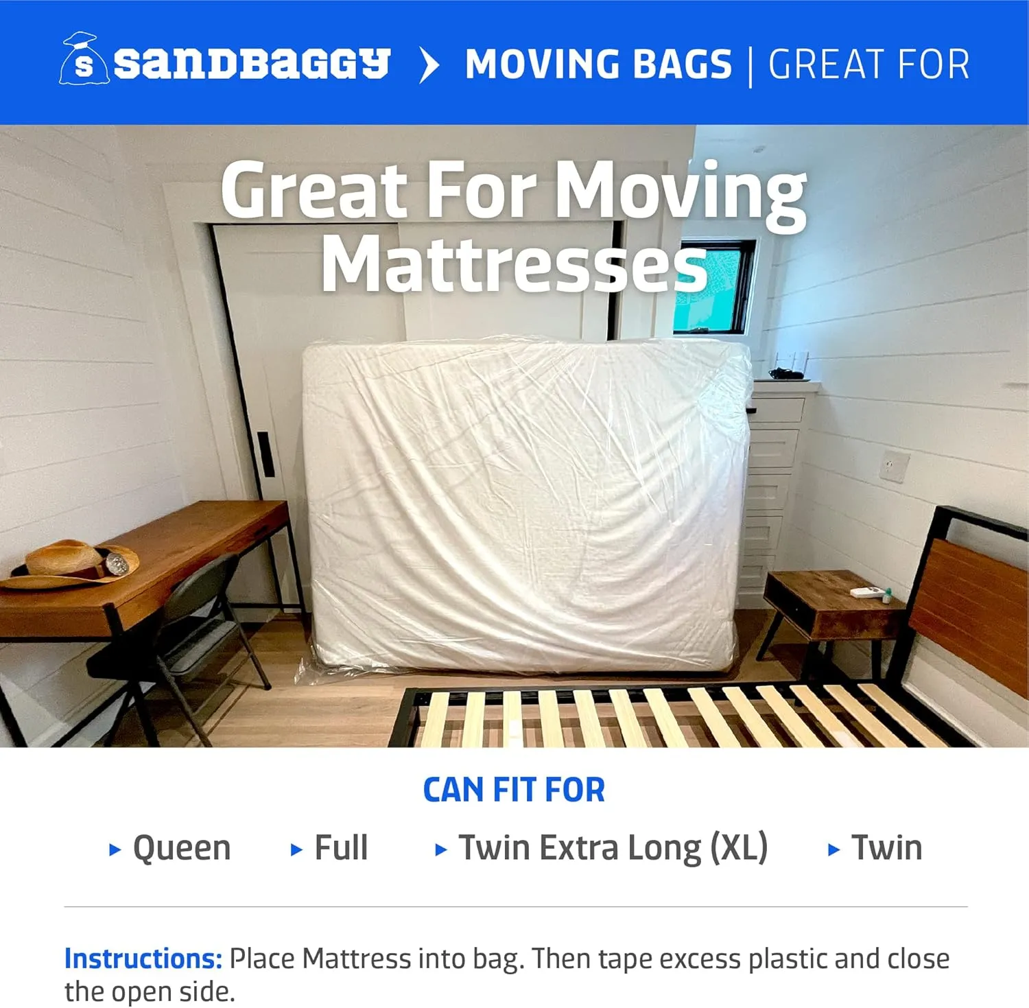 Sandbaggy Furniture Cover Plastic Bag | Made in USA | for Moving or Storage of Dining Chairs, Tables & More | Covers up to 55" x 60" | Waterproof & Dustproof Bags | 1.5 Mil Thick (10, Clear)
