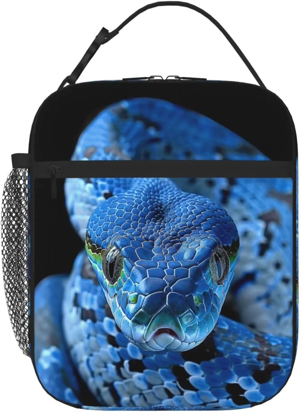 SARA NELL Snake Lunch Box Cool Blue Snake Lunch Bag Insulated Reusable Portable Lunch Tote Cooler Bag for Women Men Teens Kids, Office Work School Travel Lunchbox