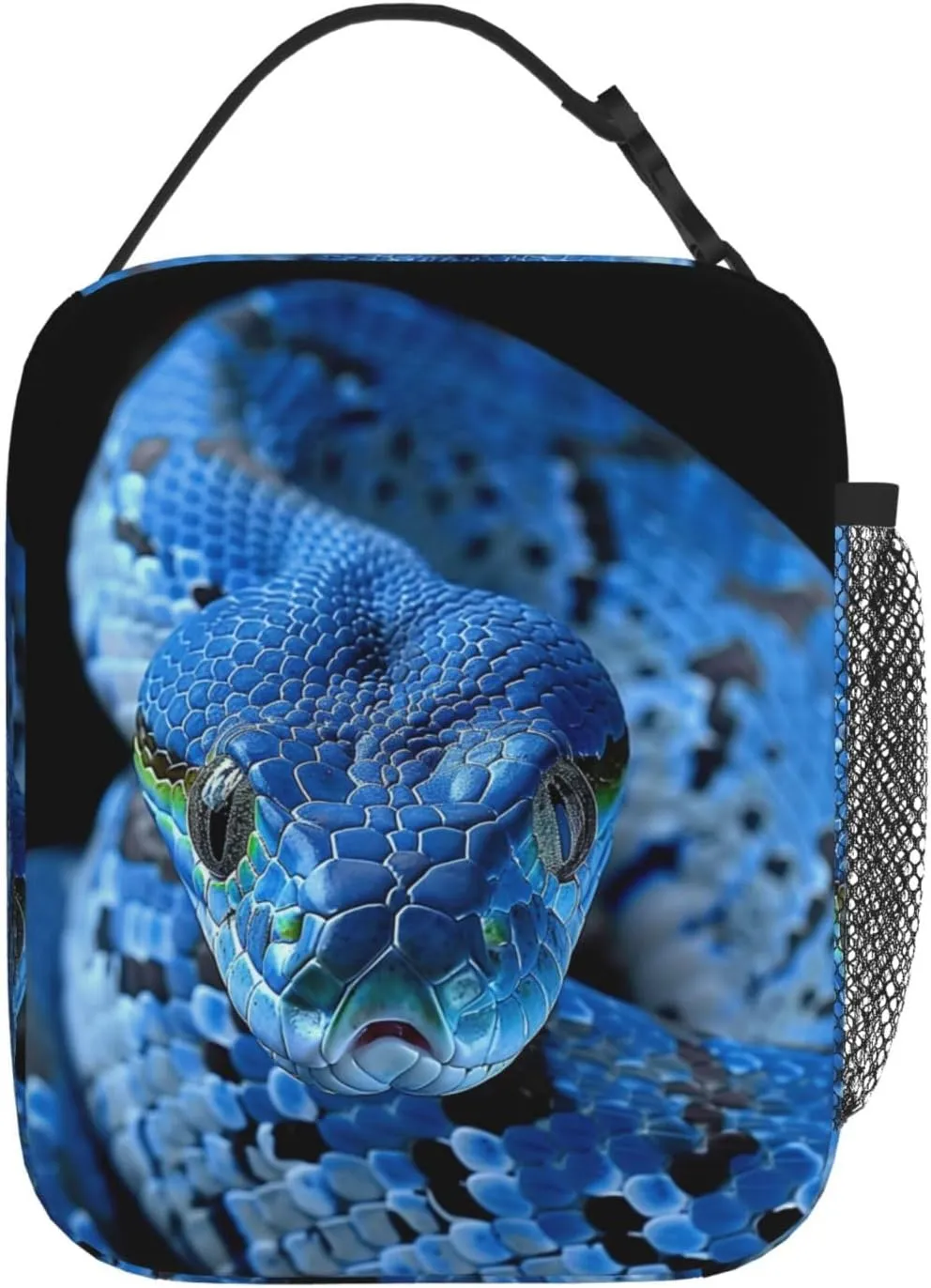 SARA NELL Snake Lunch Box Cool Blue Snake Lunch Bag Insulated Reusable Portable Lunch Tote Cooler Bag for Women Men Teens Kids, Office Work School Travel Lunchbox