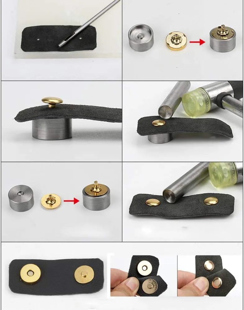 Sbest 20 Sets 14MM Coppery Strong Magnetic Button Clasps,Round Magnetic Snaps Bag Button Clasps Closure Purse Handbag with Washer Nickel DIY Craft Sets for Sewing (Beautiful Style 14mm, Gold)